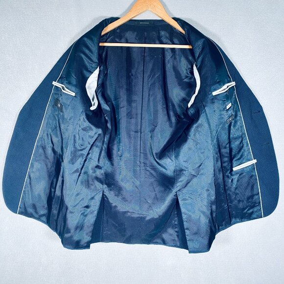 Hugo Boss Blazer Mens 38R Blue Wool Blend Gingham Plaid Sport Coat Jacket - Picture 6 of 15